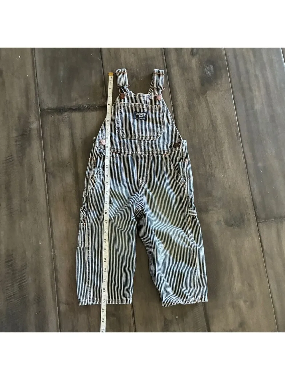 OshKosh B'gosh Vintage Vestback Railroad Stripe Conductor Overalls - Size 18 M